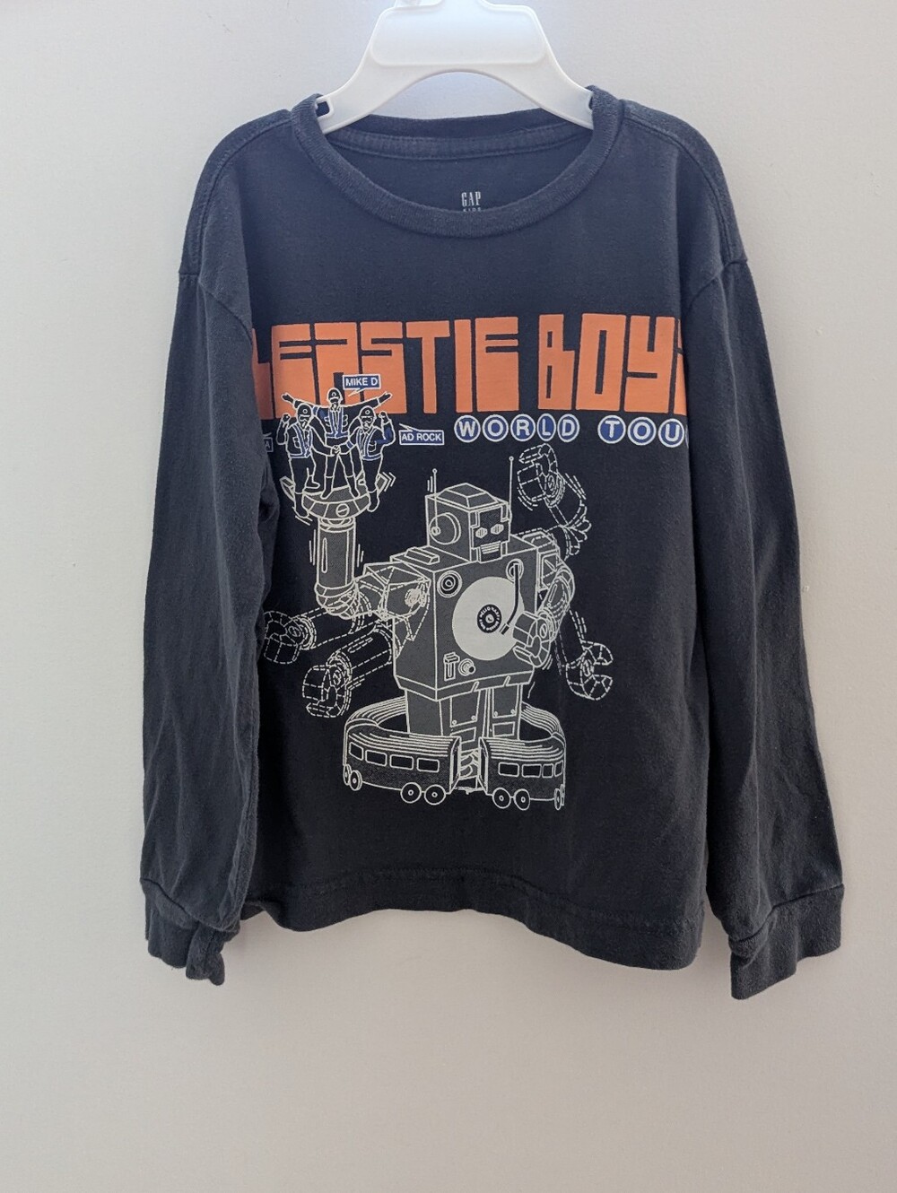 GAP Long-Sleeve 'Beastie Boys World Tour' Graphic Tee with Orange Print Robot